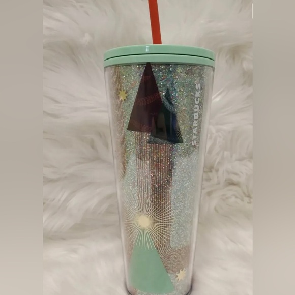 Starbucks Geometric Green Glitter Christmas Tree 24oz Venti NWT 2020 Release - Picture 10 of 14